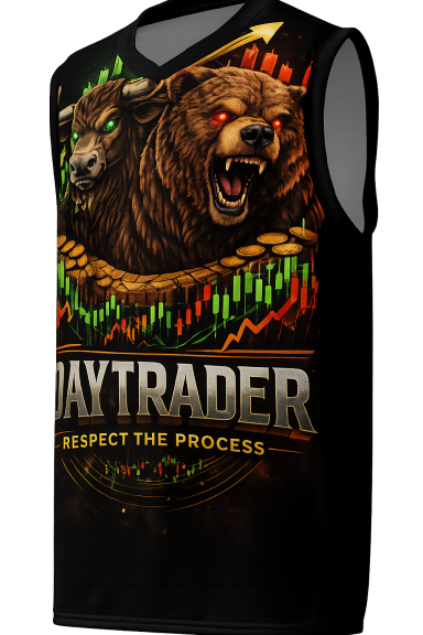 Black tank top featuring aggressive bear graphics and "Daytrader: Respect the Process" text.